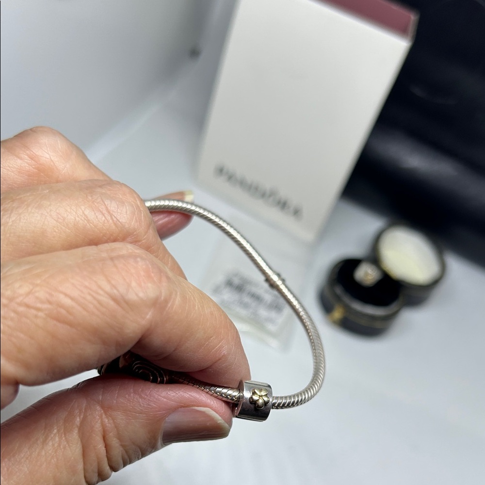 Pandora 2T Sterling & 14 K Gold clip charm